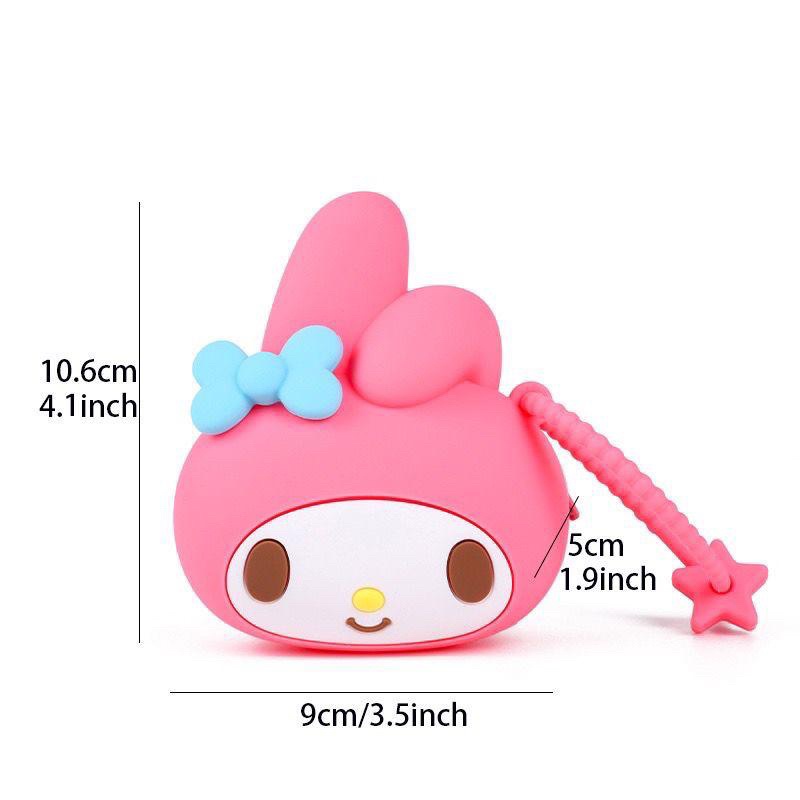 Gantungan Dompet Koin Kepala Silikon Jelly Original Sanrio utk penyimpanan stiker, kabel dan koin