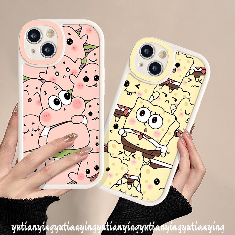 Cute Patrick Star Soft Tpu Back Case Kompatibel Untuk iPhone XR XS X Max 7plus 7 6 8 6s plus 11 13 12 14 Pro Max SE 2020 Kartun SpongeBob SquarePants Pasangan Ponsel Cover