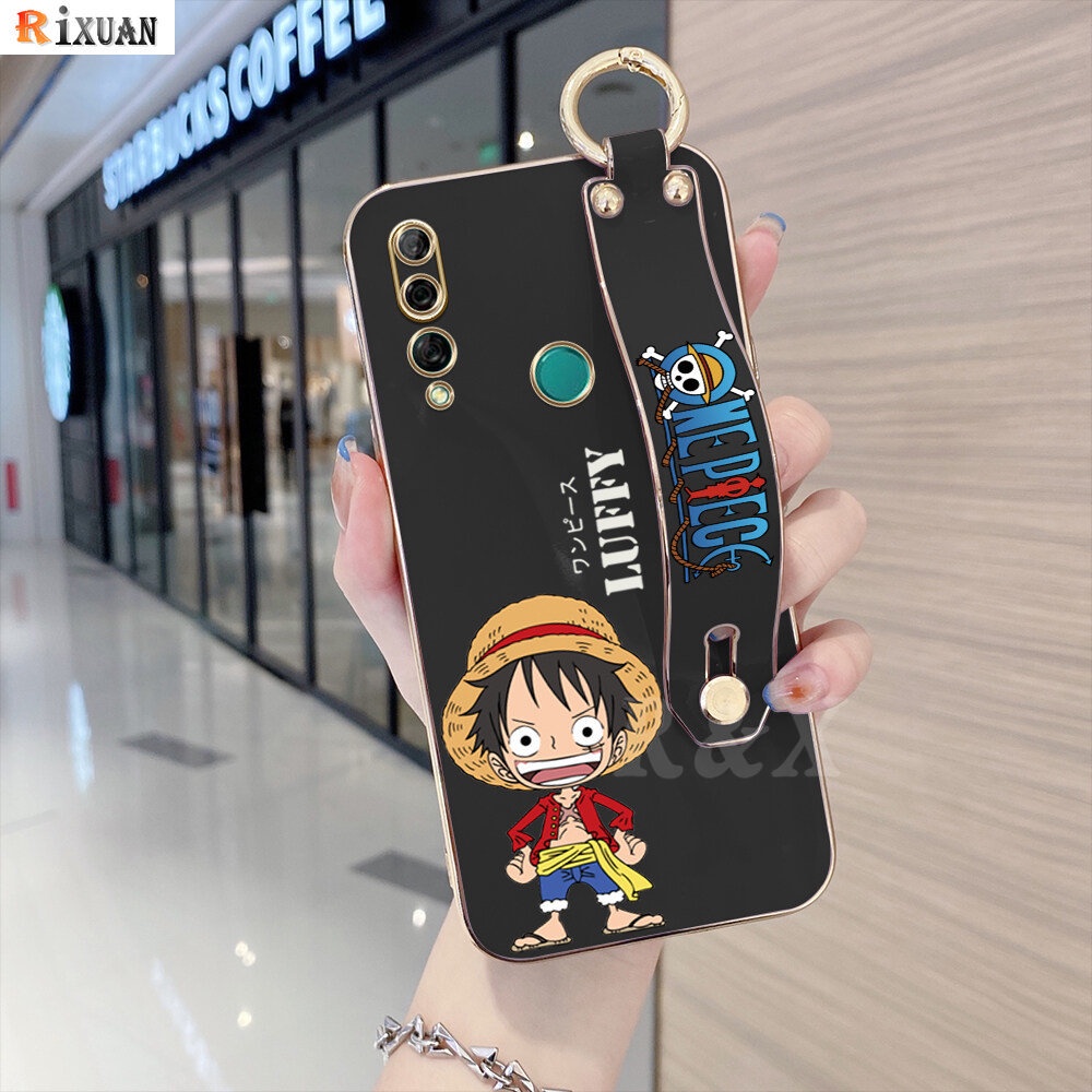 Huawei Y6P 2020y7a Y9S Y7 Pro Y9 Prime 2019 Nova 5T 8i 7i 7SE Nova 3i Kartun Anime Luffy Mewah Berlapis Krom Soft TPU Square Phone Case Dengan Gelang RIXUAN