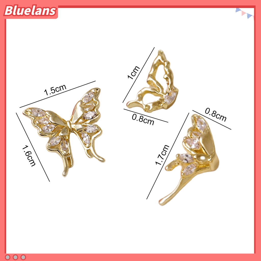[BLM] 1pc Pesona Kuku Cubic Zirconia Shiny Tiga Dimensi Glitter Anti Jatuh DIY Nail Art Hadiah Butterfly Splicing Wing Nail Art Perhiasan Untuk Wanita