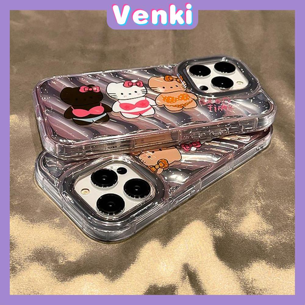 VENKI - Untuk iPhone 11 Laser Reflektif Bening Ponsel Case TPU Lembut Shockproof Airbag Ponsel Case Lucu Kartun Kucing Kompatibel dengan iPhone 14 13 Pro max 12 Pro Max XR XR 7Plus 8Plus