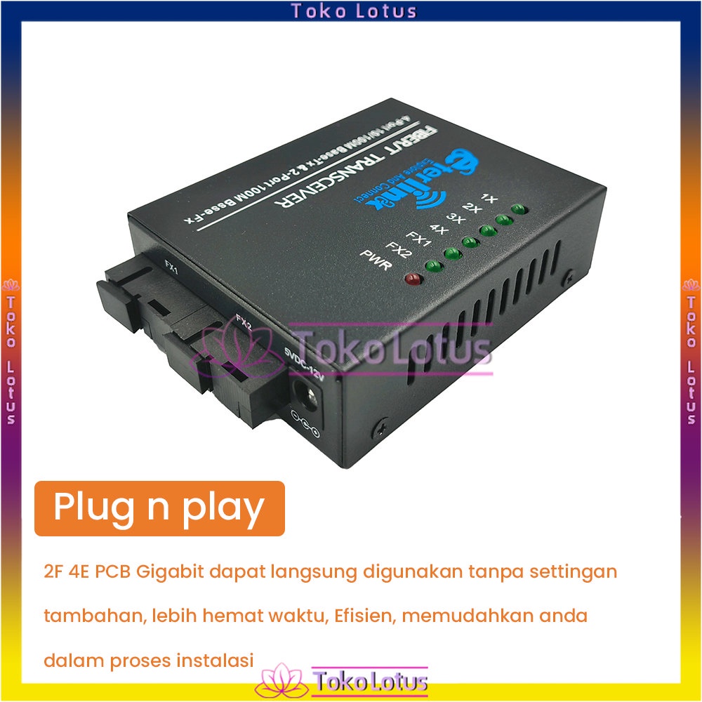Ethernet Fiber Switch 4 RJ45 2 SC Optik Media Converter Single Mode Fiber Port 10/100M degan adaptor