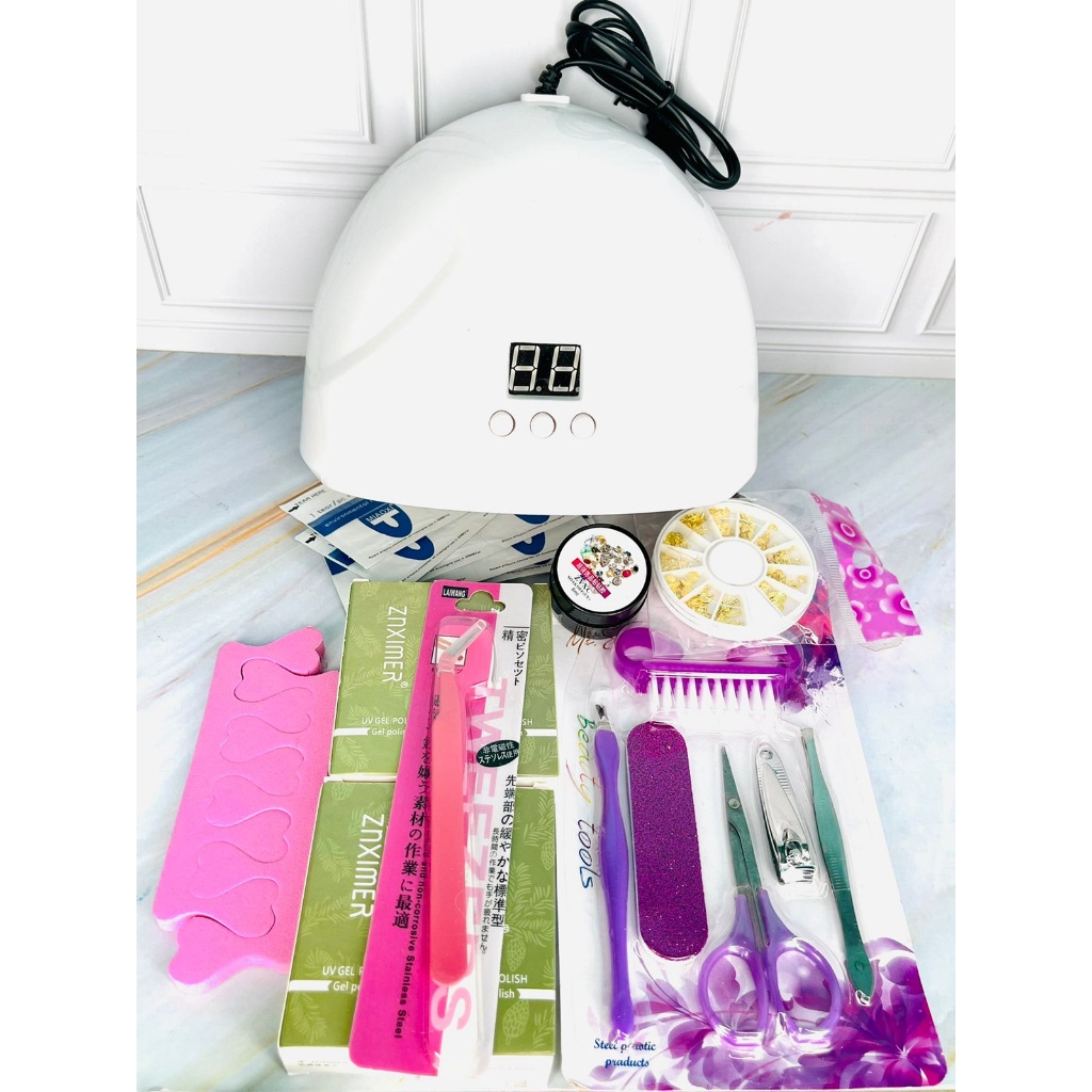 Set Lampu Kuku UV 36W danCat Kuku Gel, Set Peralatan Manicure Seni Kuku