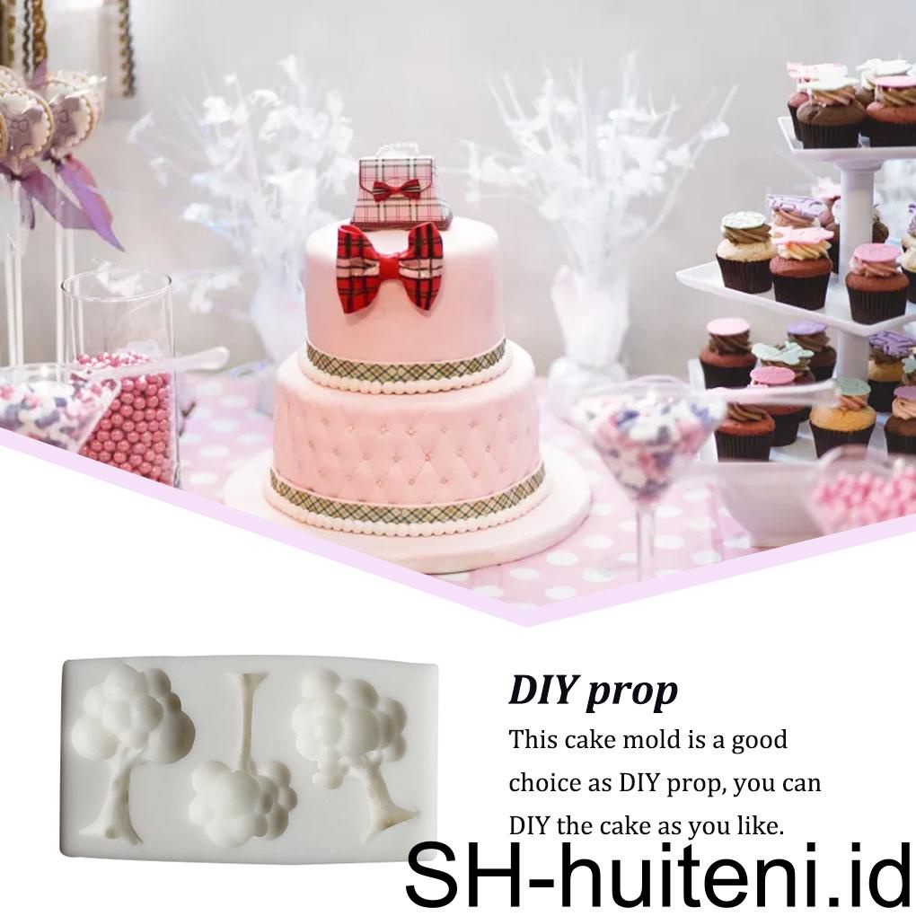 Cetakan Kue Cookie Slicer DIY Prop Berbentuk Pohon 3D Cream Dekorasi Alat Bakeware Dessert Art Pan Silikon Anti Lengket