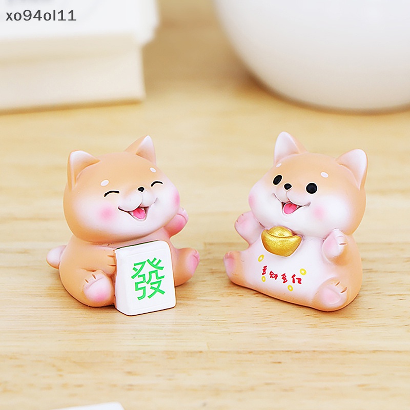 Xo Resin Lucky Dog Miniatur Patung Peri Ornamen Taman Hadiah Interior Mobil Kue Aksesoris Dekorasi Rumah OL