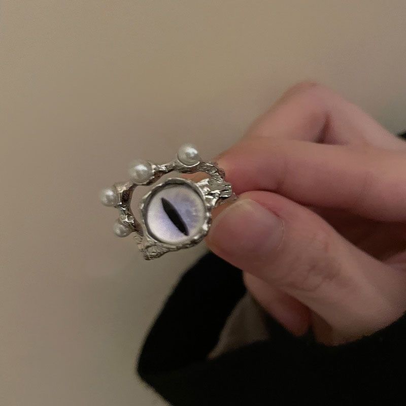 [Fitur] 1pc Pria Tidak Teratur Moonstone Cincin Mata Kucing Mutiara Angin Dingin Cincin Niche Gelap Cincin Ganda Adjustable Pasangan Cincin Perempuan Jari Dekorasi Perhiasan Aksesoris Hadiah Ulang Tahun