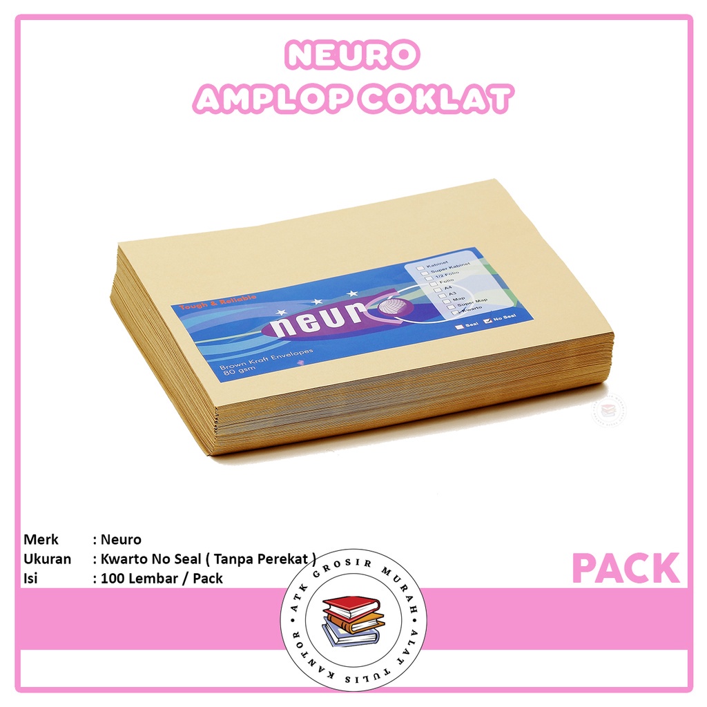 

NEURO - Amplop Coklat Polos Ukuran Kwarto No Seal - Pack