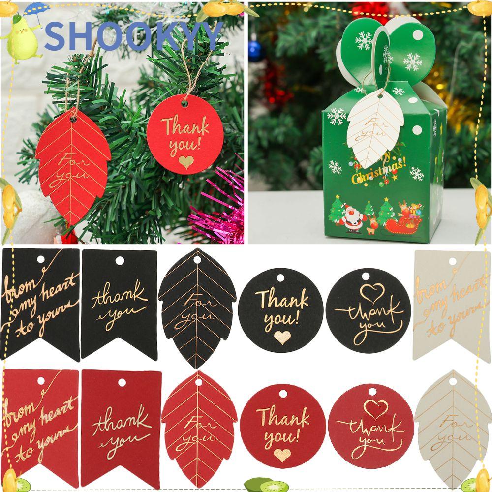 Chookyy 50PCS Kertas Tag Hadiah Hitam Merah Putih Natal Pernikahan Favor Box Decor Gold Stamping