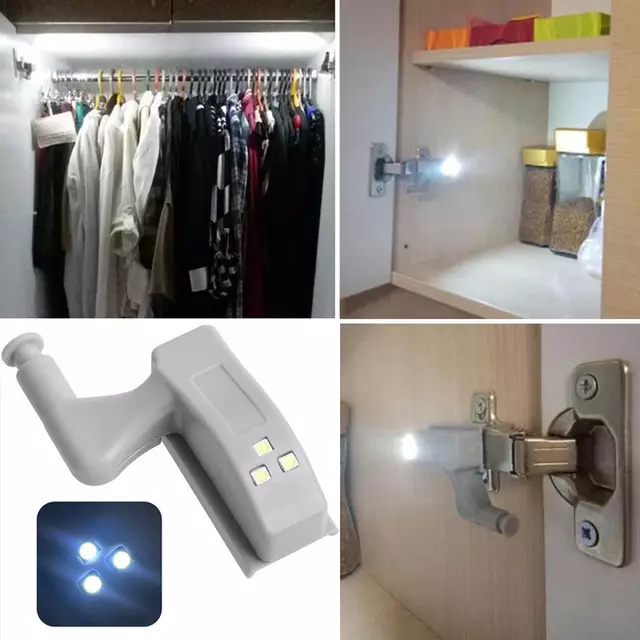 Lampu engsel led + baterai lampu lemari otomatis lampu kabinet kitchen set lampu laci led otomatis