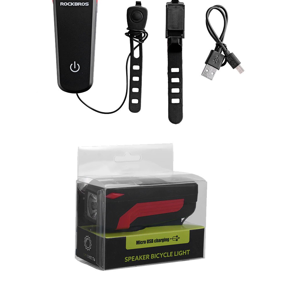 460 ROCKBROS 7599 Bicycle LED Light And Horn 2 in 1 Waterproof 350 Lumens