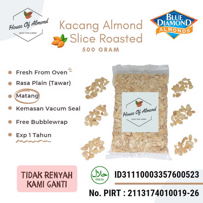 

New Arrival Kacang Almond Slice panggang (roasted/oven) 500gr