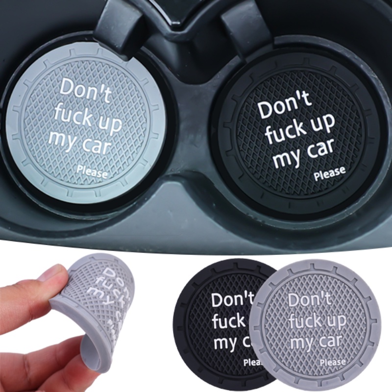 Fashion Circular Letter Anti-Slip Tatakan Gelas/ Hitam Abu PVC Lembut Dicuci Tahan Aus Cangkir Air Bantal Aksesoris Interior Mobil