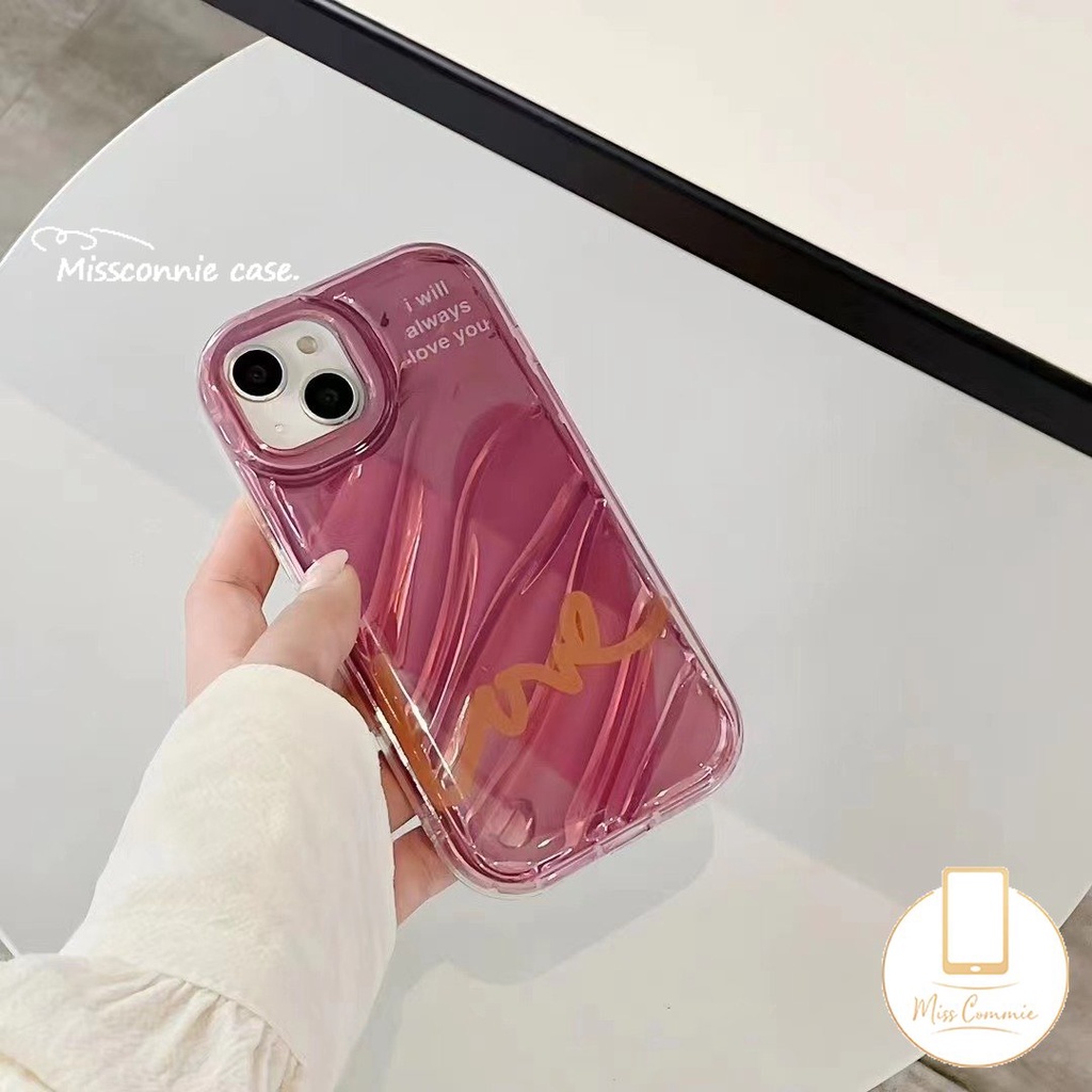 IPHONE Luxury Simple Love Alphabet Case Kompatibel Untuk Iphone7 8 6 6S Plus 12 11 13 14 Pro MAX XR X XS MAX SE 2020 Ins Kartu Laser Kreatif 3D Stereo Pola Korgasi Bening Soft Cover