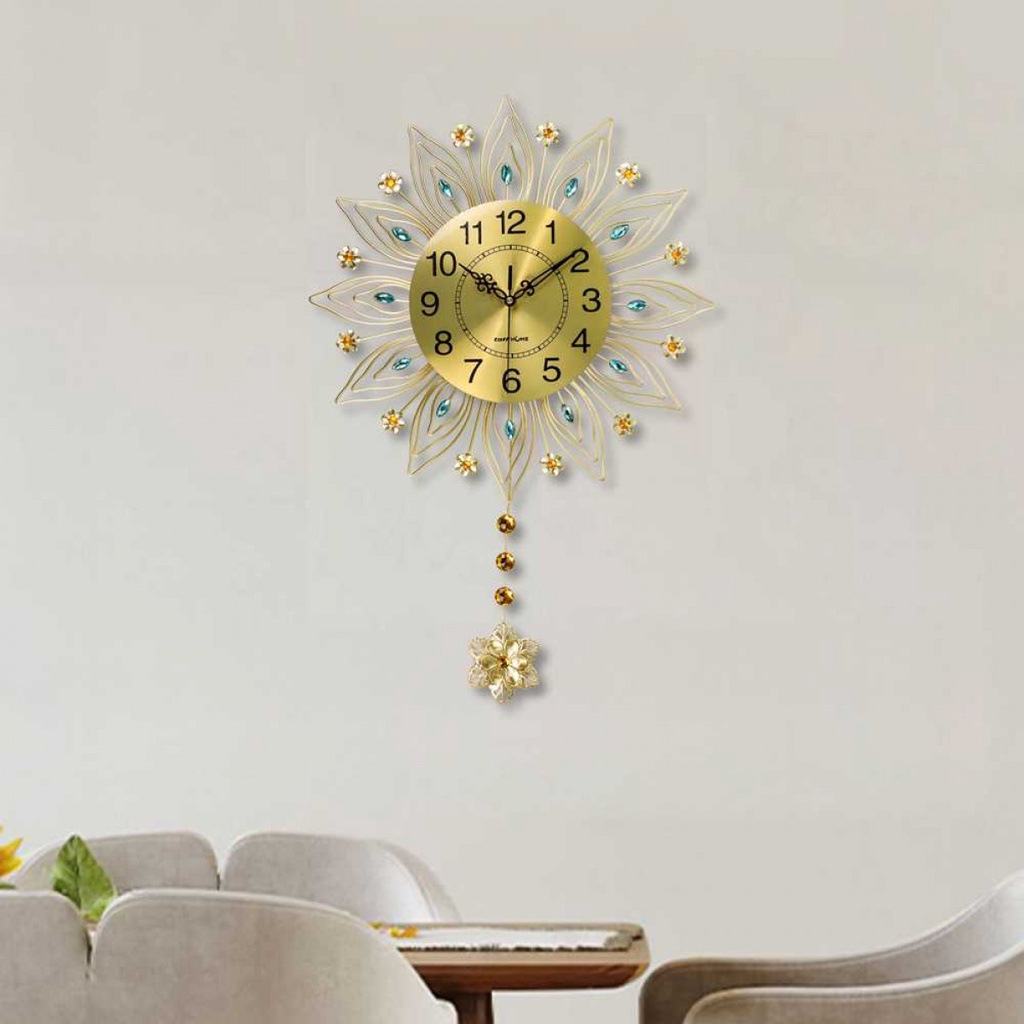 TaffHOME Jam Dinding Elegan Bulat Quartz Clock Geometric Pendulum 44cm