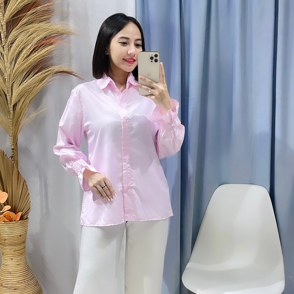 BEFAST - ZRX OOTD WANITA BLOUSE VIA / YOERI BLOUSE / Atasan Wanita Lengan Panjang / Blouse Polos Formal / Pakaian Casual Wanita Kerja / Outfit Daily Wanita Kerja / Blouse Terlaris / Fashion kekinian Remaja ABG Trendy