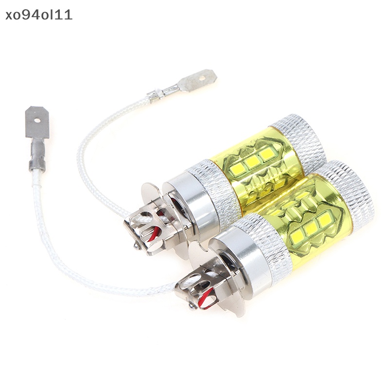 Xo 2pcs Lampu Kabut LED 12-24V H3 80W 16smd LED Car Fog Light Kuning Daya Tinggi OL