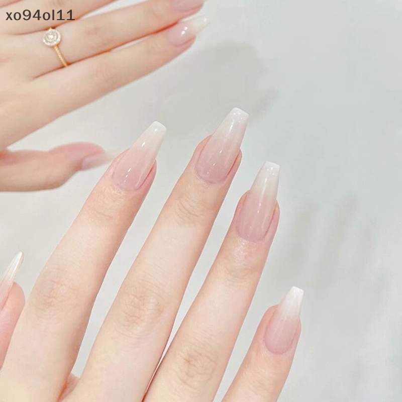 Xo 100PCS Kuku Palsu Set Press On Nails Almond/Square/Coffin Full Cover Fake Tip OL