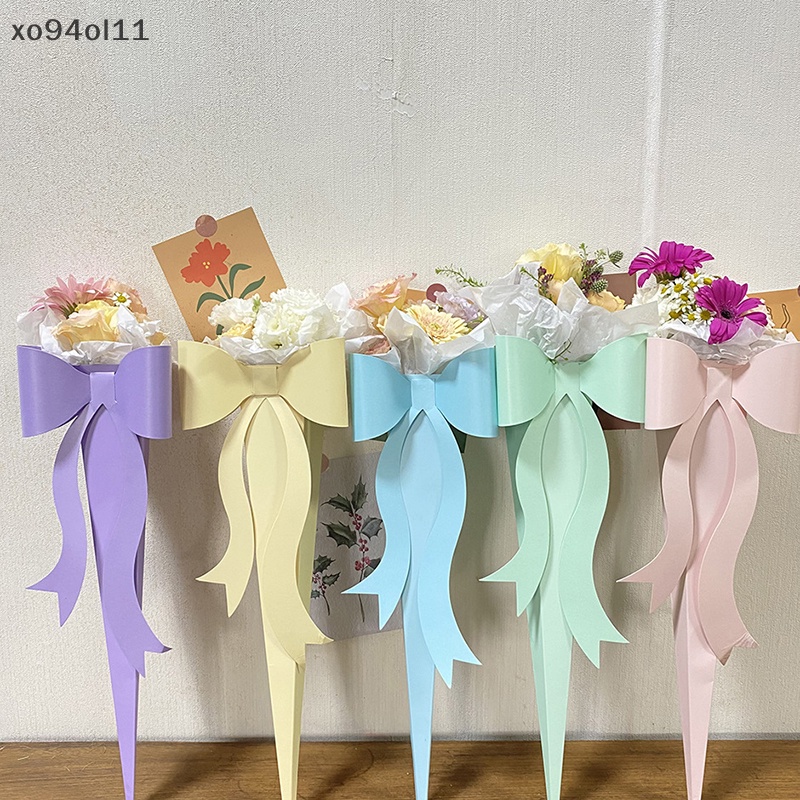 Xo Bow Shaped Rose Flower Box Bow Single Bouquet Packing Kotak Hadiah Untuk Pernikahan OL