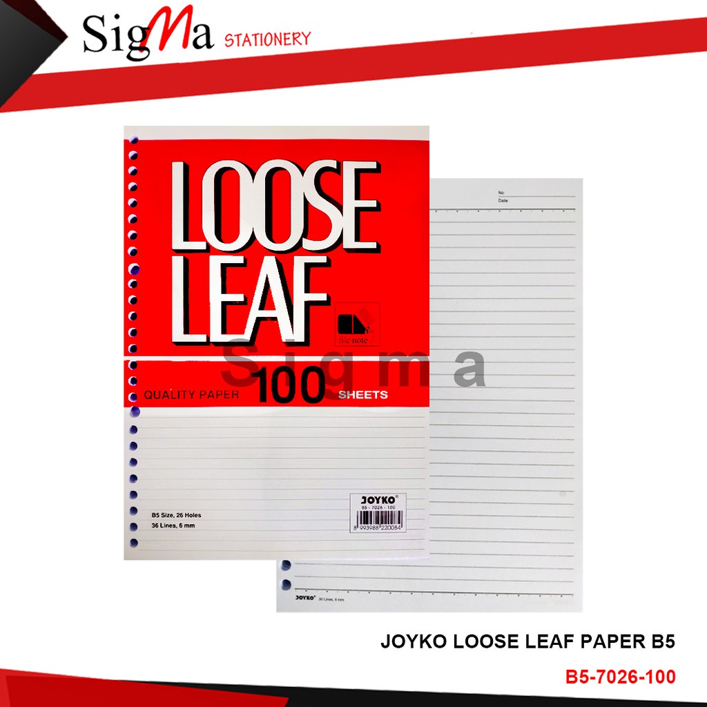 

Loose Leaf Joyko B5 100 lembar / Isi Refill Kertas File