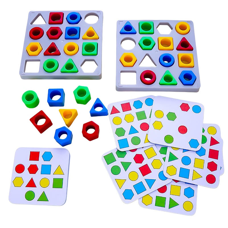 Mainan Interaktif Pencocokan Warna Bentuk Geometris Montessori Untuk 2layer Board Game Puzzle Belajar Mainan Edukasi