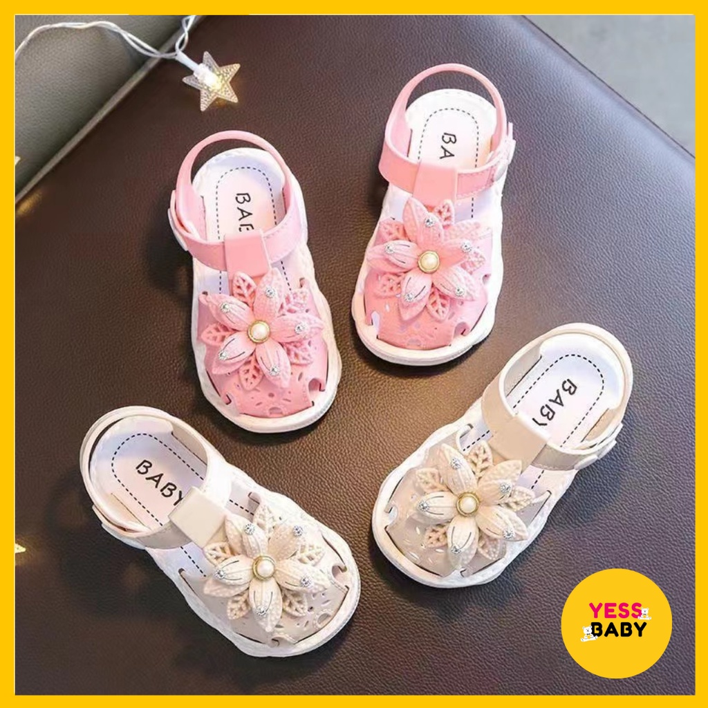 [COD] YESSBABY ROSE Sandal Flat Flower Anak Perempuan Lucu Lembut Import Termurah Kekinian Sendal Casual