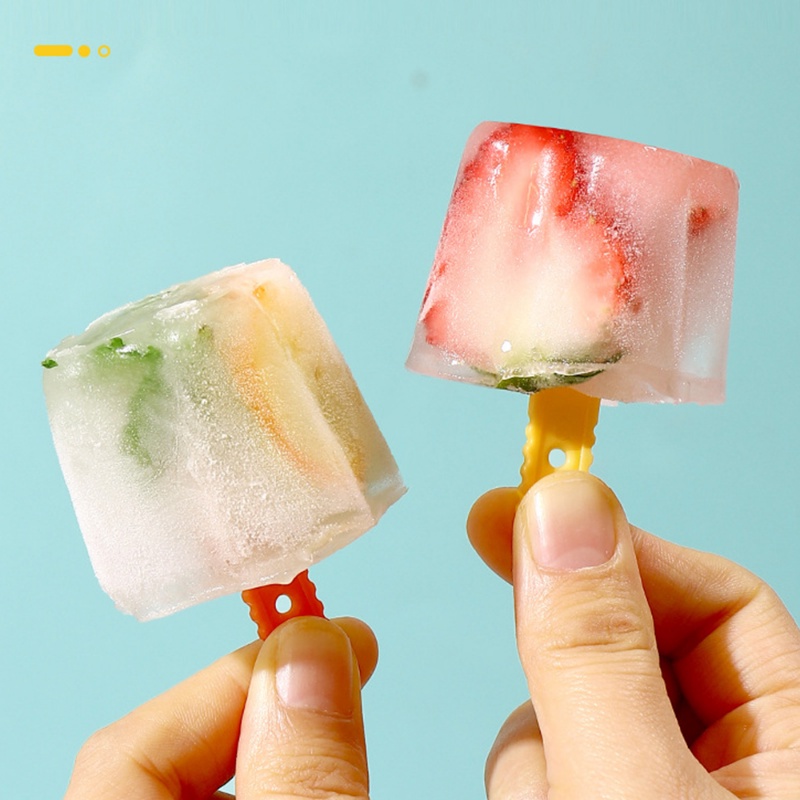 Cetakan Es Loli Silikon/ Easy Release Cetakan Es Krim Persegi Dengan Stik /Popsicle Makers Ice Cube Tray Food Storage