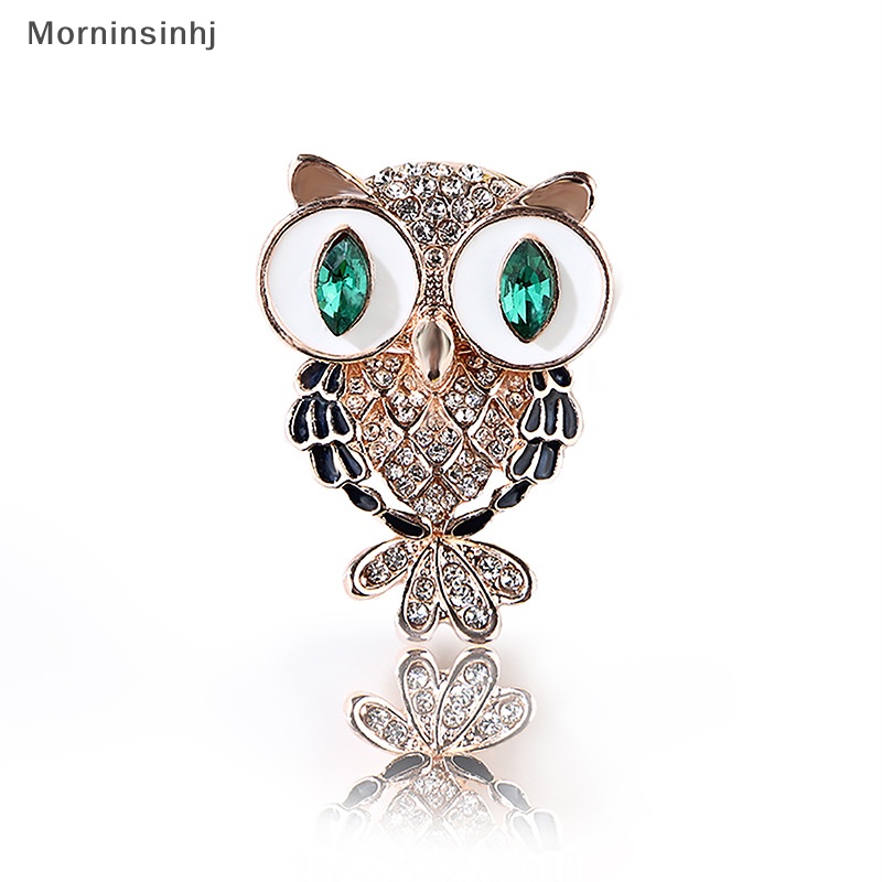 Mornin Fashion Full Berlian Drop Oil Cute Owl Bros Pin Light Bird Korsase Untuk Wanita Perhiasan Aksesoris Pakaian id