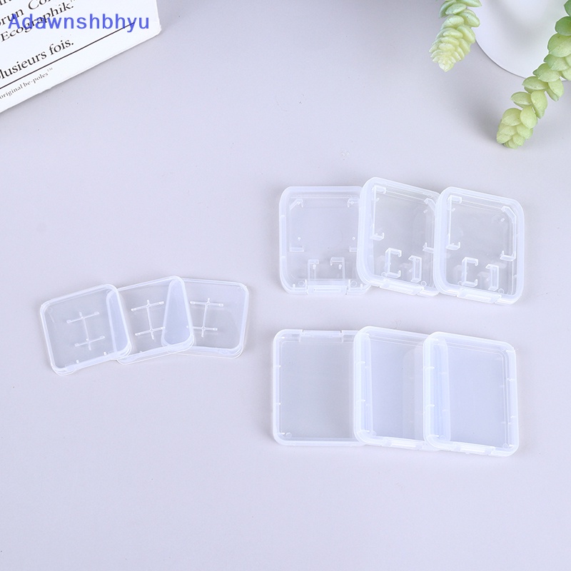 Adhyu 10Pcs Transparan SD TF CF Memory Card Storage Box Holder Kotak Pelindung Case ID