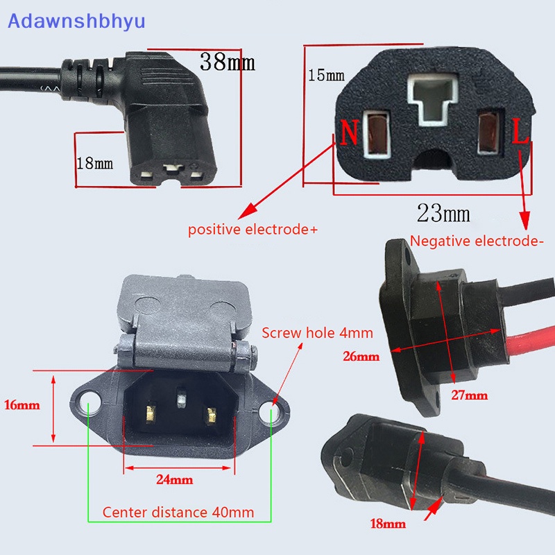 Adhyu 1Set Colokan Pengisian Asam Timbal Sepeda Listrik Kapasitas Besar Lithium Pack Standard Discharge Port Charging Socket ID