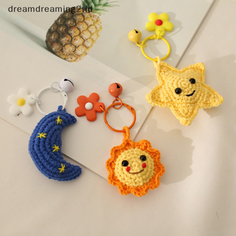 (drea) Diy Little Sun Keychain Hangat Lucu Wol Crochet Sunflower Ladies Bag Mobil Liontin //