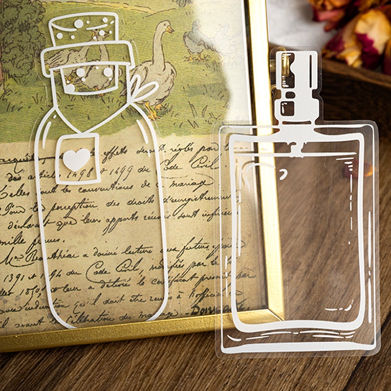20lembar DIY Simulasi Botol Kaca Stiker Transparan Tahan Air Kerajinan Tangan Bunga Stiker