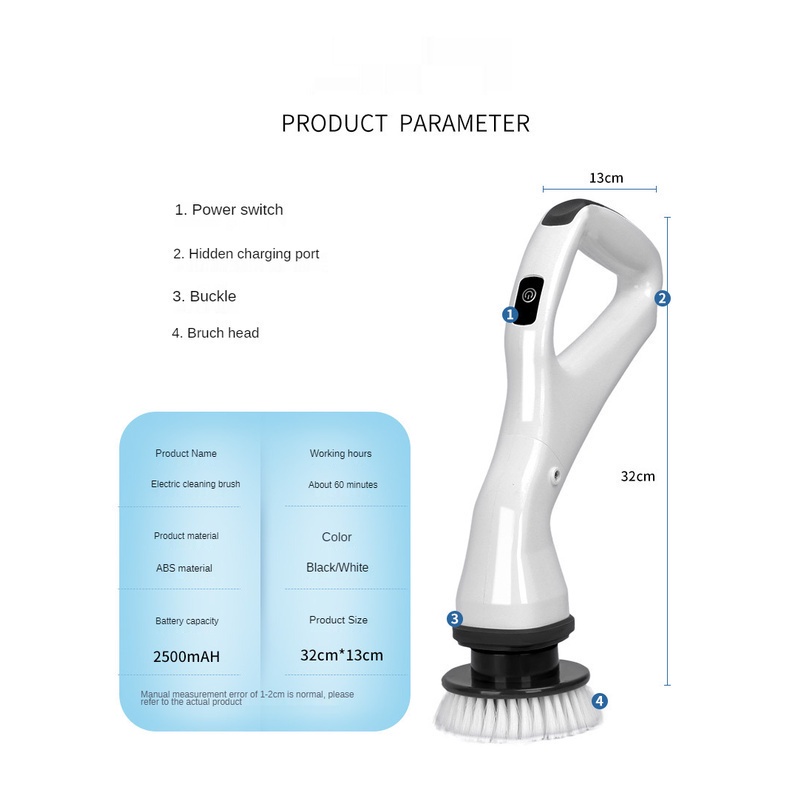 AKN88 - ANS-8038 Multifunction Electric Brush Rechargable - Sikat Elektrik