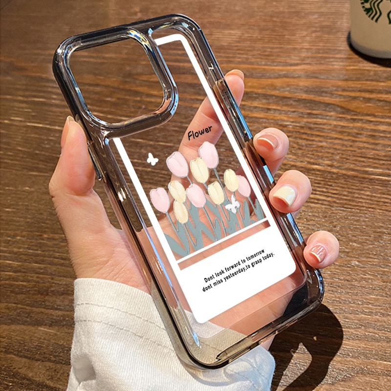 Case Kartun Bunga Untuk IPhone Kompatibel6 7 8 6Plus 7Plus 8Plus 11 14 Pro Max X XS XR 11 12 13 14 Pro Pro Max SE 2020 2022 Plating Electroplated Buttons Shockproof Cover