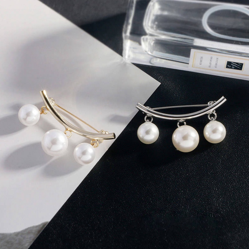 Fashion Mutiara Tetap Tali Pesona Safety Pin Bros Tetap Anti Slip Pin Korea Ikatan Simpul Pearl Brooch