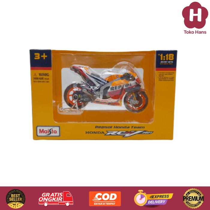 Maisto MotoGP Repsol Honda Team 2021 Honda RC213V Diecast Motor 1/18 MotoGP Marc Marquez Pol Esparga