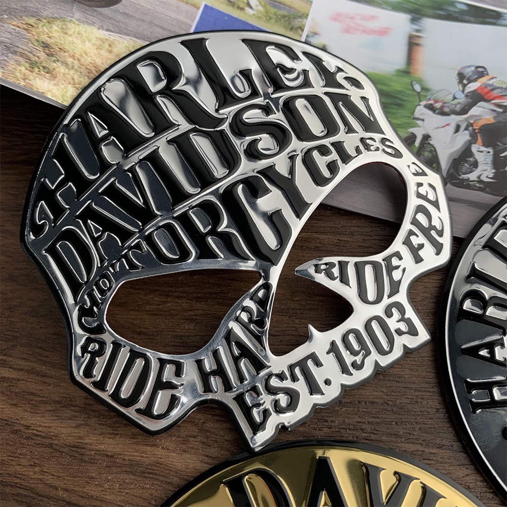 Harley Stiker Reflektif emblem LOGO Motor Aluminium Decal Dekorasi Tangki Bbm Untuk Harley-Davidson Dyna Street Bob Rider XL 883 Electra Glide Road King