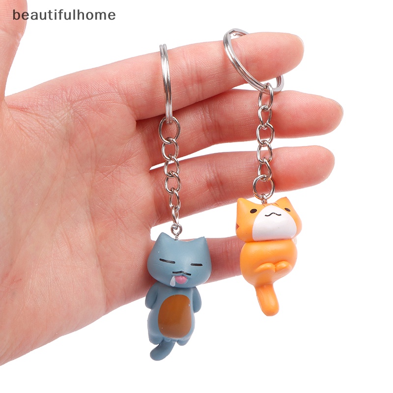 {beautifulhome} Gantungan Kunci Kucing Keberuntungan Kartun Yang Indah Wanita Pria Kitten Car Keychain Fashion Keyring.