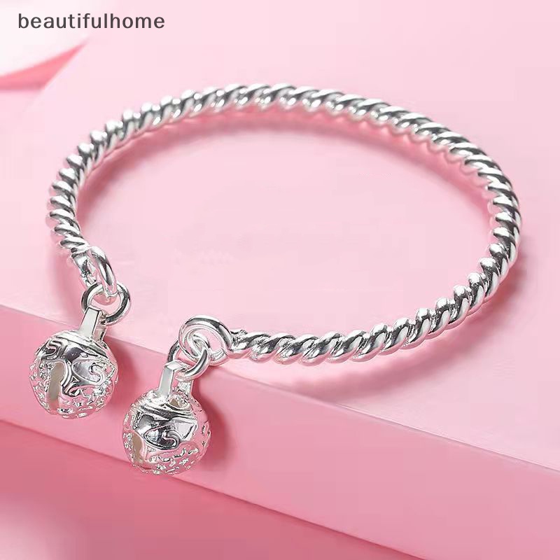 {beautifulhome} Gelang Bangle Liontin Fashion Adjustable Warna Silver Plated Untuk Wanita.