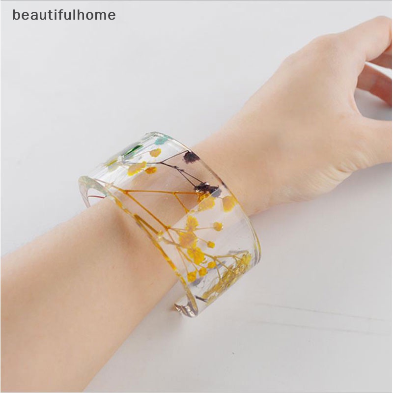 {beautifulhome} Open Cuff Silicone Mold Membuat Perhiasan Gelang Bangle Cetakan Resin Bunga DIY.