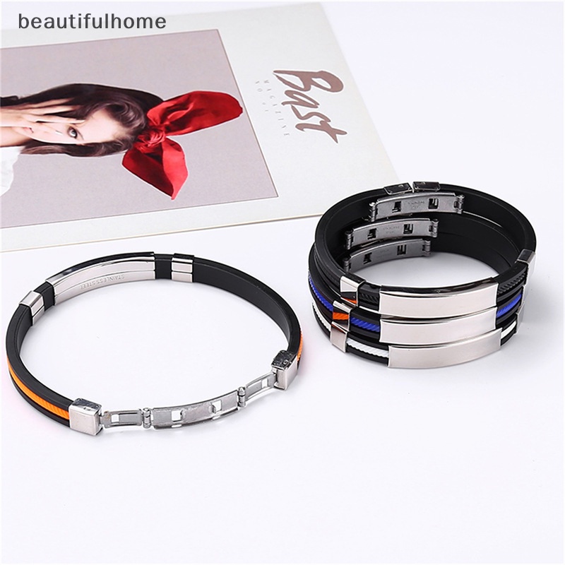 {beautifulhome} Gelang Silikon Unisex Gelang Persahabatan Untuk Wanita Pria Detox slimming Titanium Steel Bracelet.