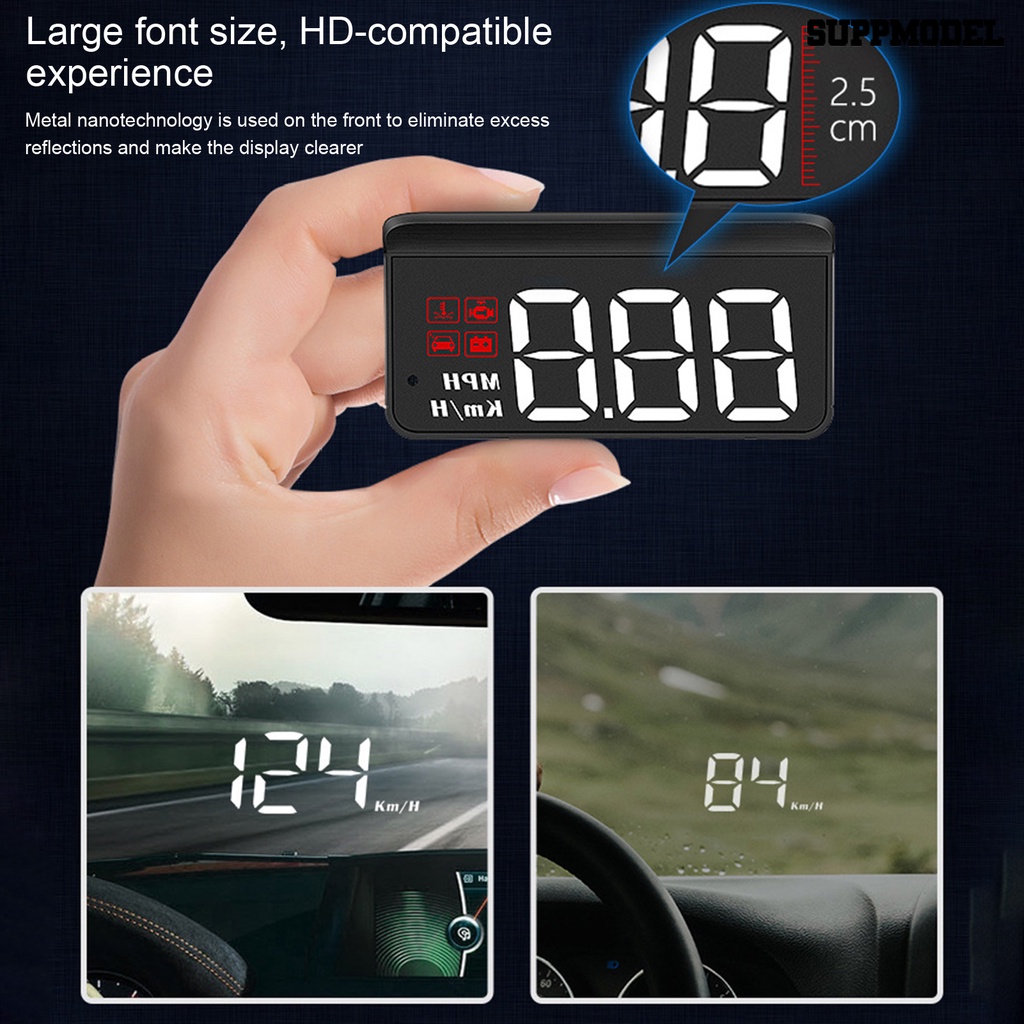 [SM]1 Set Car Head Up Display Pajangan Layar Overspeed Warning Auto OBD HUD Proyeksi Digital Car Speedometer Perlengkapan Kendaraan