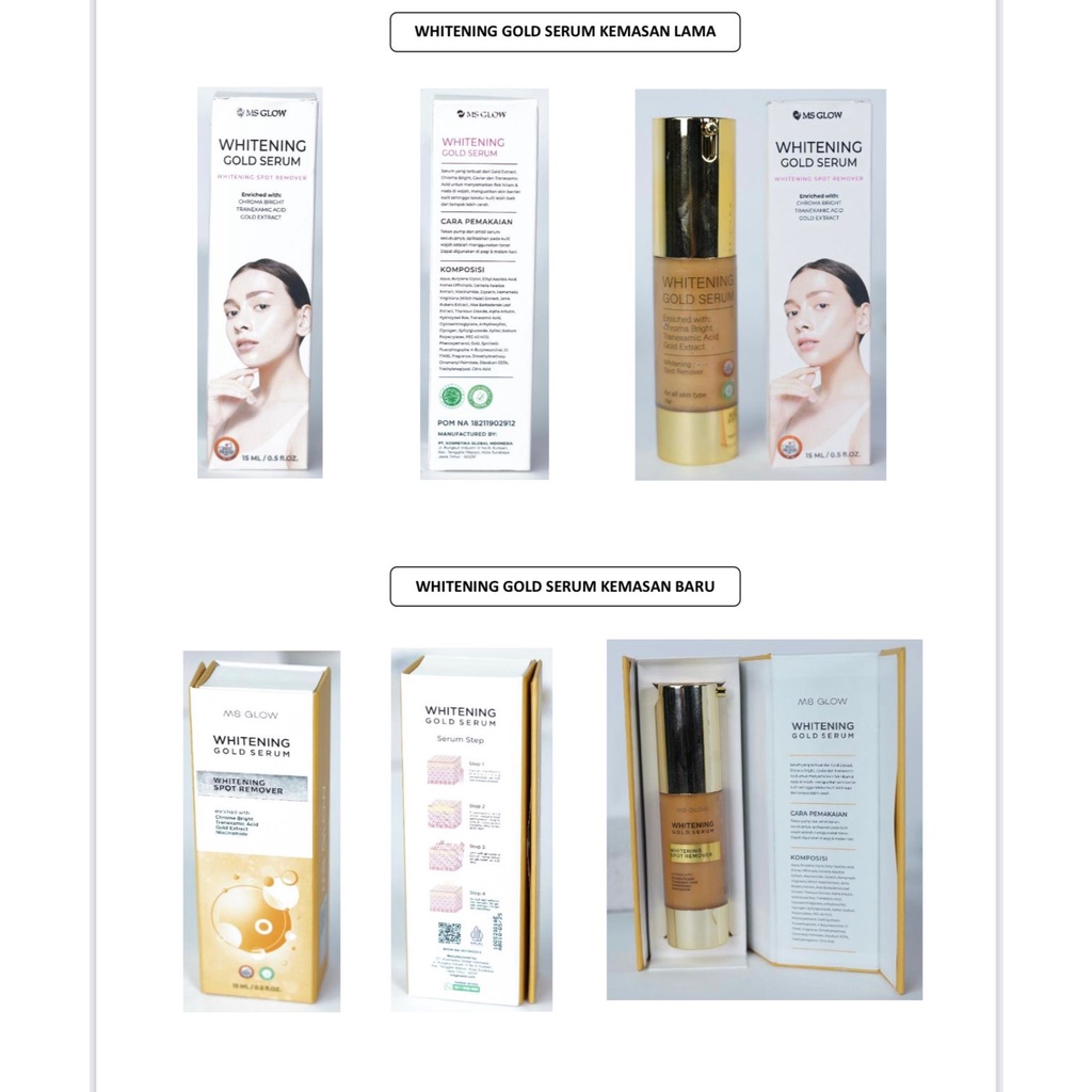 MS GLOW Serum whitening gold / serum kemasan baru new serum gold