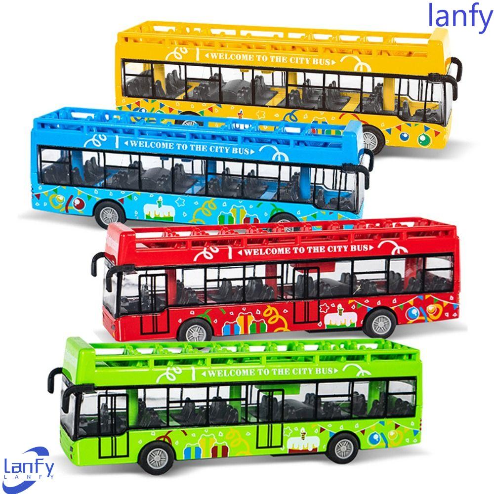 Lanfy Double Decker Bus Mainan Kendaraan Model Bus Mainan Mobil ABS Indah Mobil Model Bus Paduan Model Mainan Bus Untuk Balita Anak