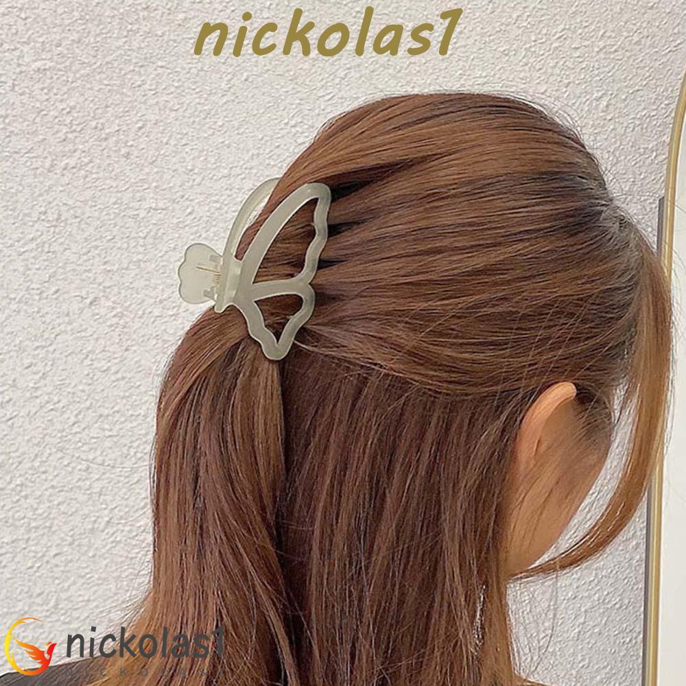 Nickolas1 Butterfly Hair Claw Fashion Simple Transparan Warna Jelly Untuk Wanita Hiasan Kepala