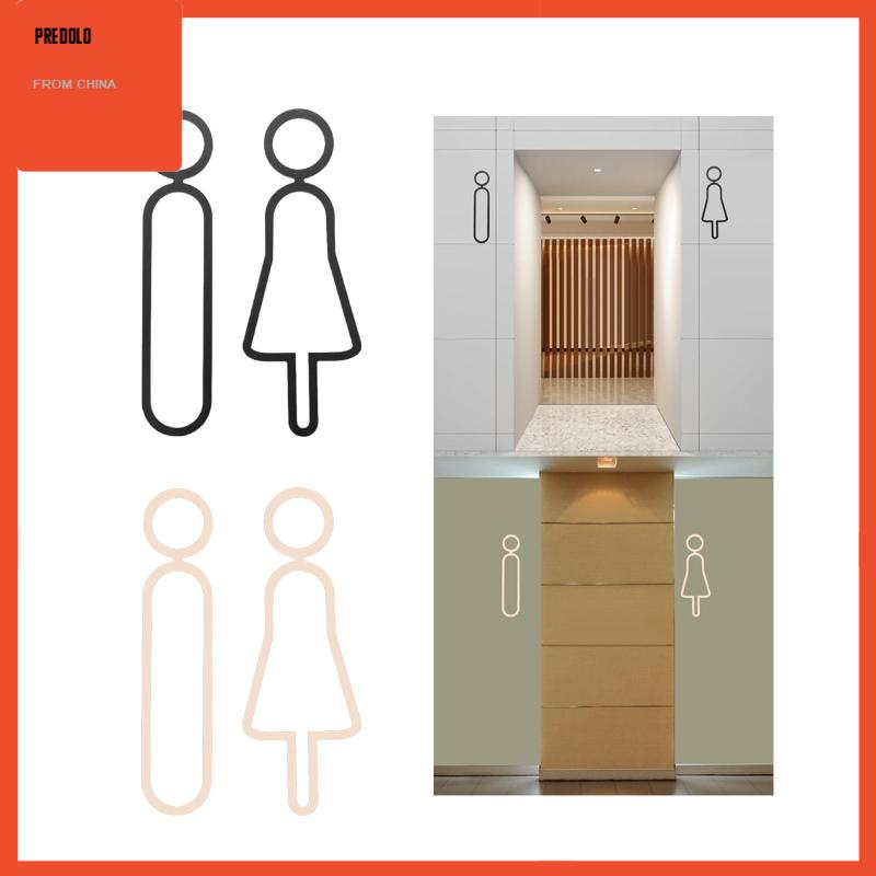 [Predolo] 2x Tanda Toilet Dinding Pintu Signage Dekorasi Modern Tanda Pintu Toilet Akrilik