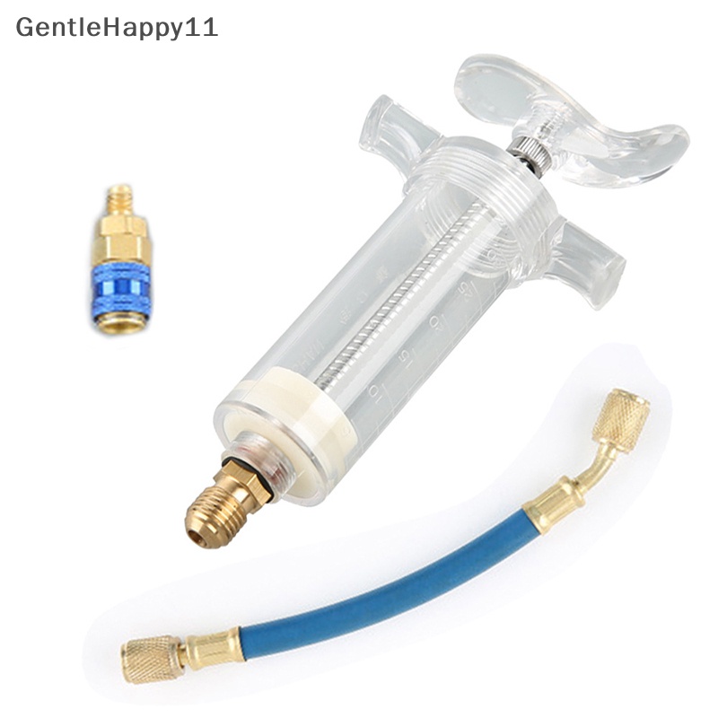 Gentlehappy1 /4&quot; 1OZ Tangan Putar Screw-in Coolant Filling Tube Alat Injeksi Konektor Cepat Mobil Jet Dye Jet Alat Cairan Murni Oil Coolant Filler Tube A/C Oil Injector Adapter id