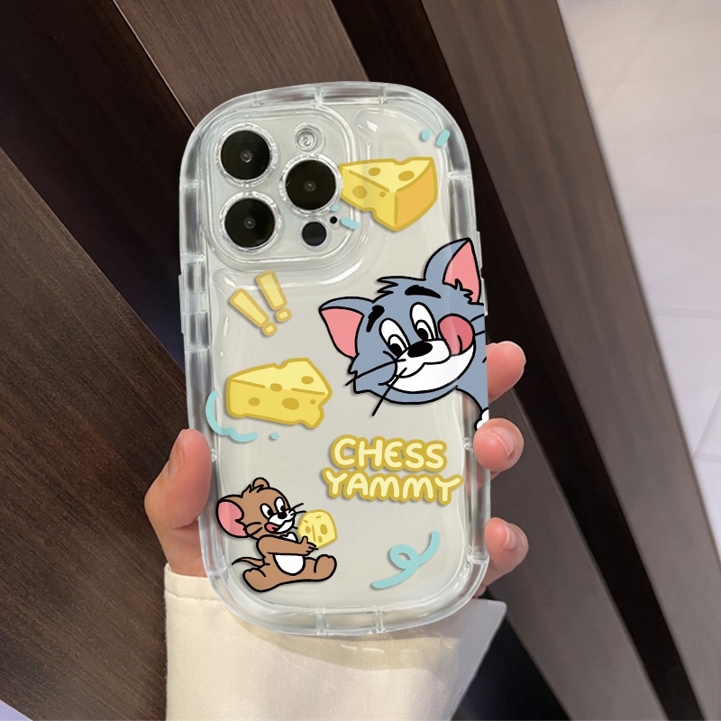 IPHONE Casing Ponsel Transparan Kucing Mouse Lucu Kompatibel Untuk Iphone14 13 12 11 Pro Max XS X XR 8 +7Plus Pasangan Lembut Silikon Shockproof Casing Cover Cell Precticer