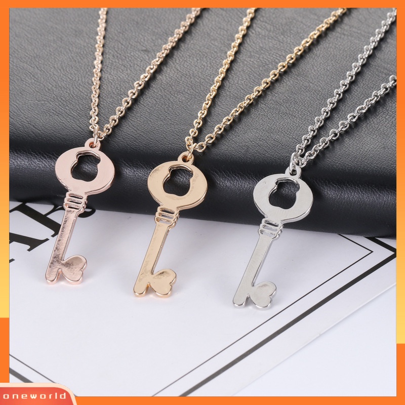 [ONR] Kalung Bear Heart Key Necklace Wanita Rantai Klavikula