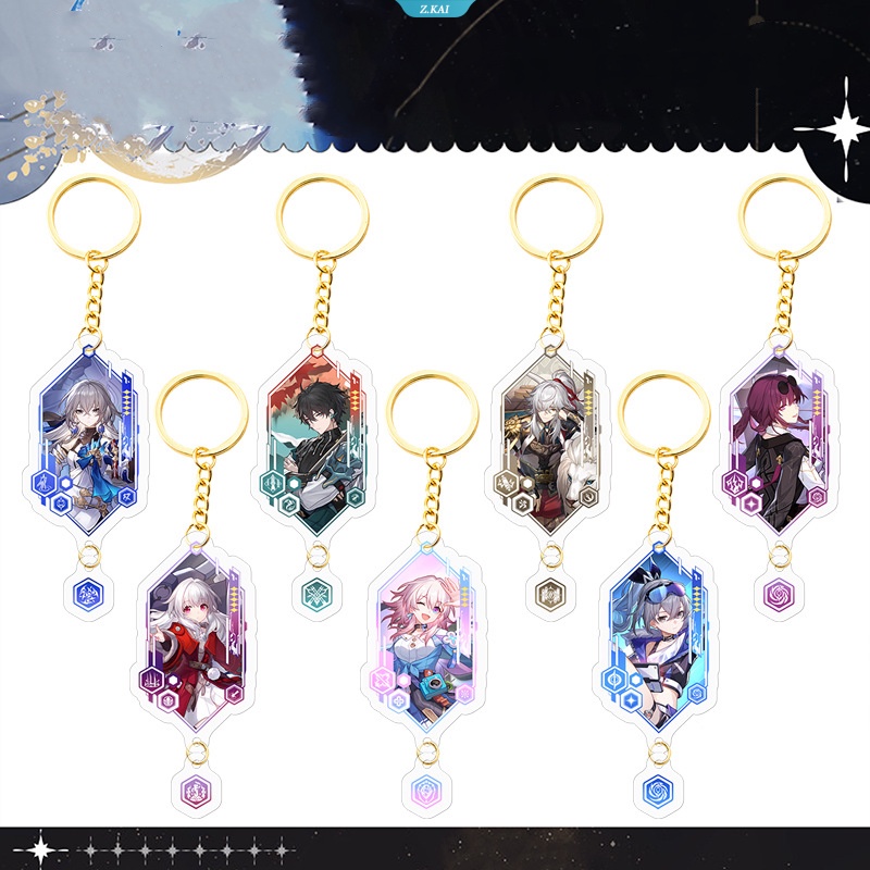 Anime Honkai Star Rai Dan Heng Maret 7th Murata Himeko Bronya Zaychik Kafka Blade Silver Wolf Pendant Gantungan Kunci Ransel Siswa Gold Keyring Charm Aksesoris [ZK]