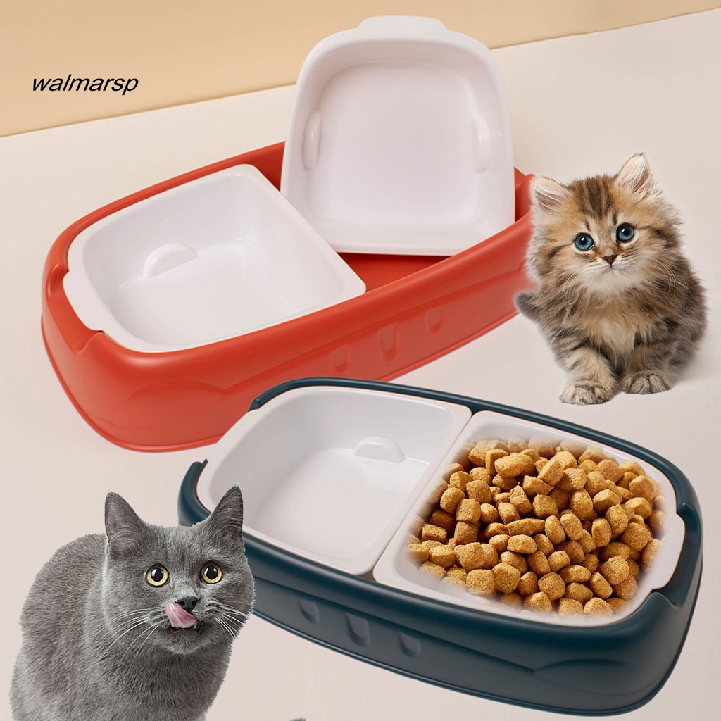 Walmarsp Pet Food Water Feeder Double Compartment Inner Bowl Menyimpan Air Mudah Membersihkan Kapasitas Tinggi Food Grade Pet Food Bowl Aksesoris Hewan Peliharaan